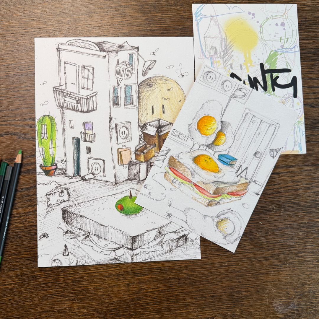 Ei auf Toast Ausmalbild 2er Set