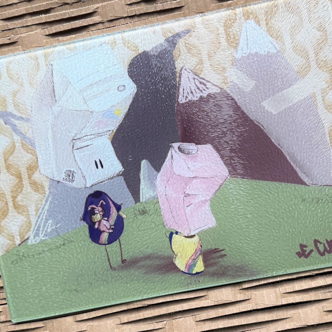 Tabla de desayuno/tabla de cortar Pizza Girls Volane de vidrio texturizado 20x28,5 cm