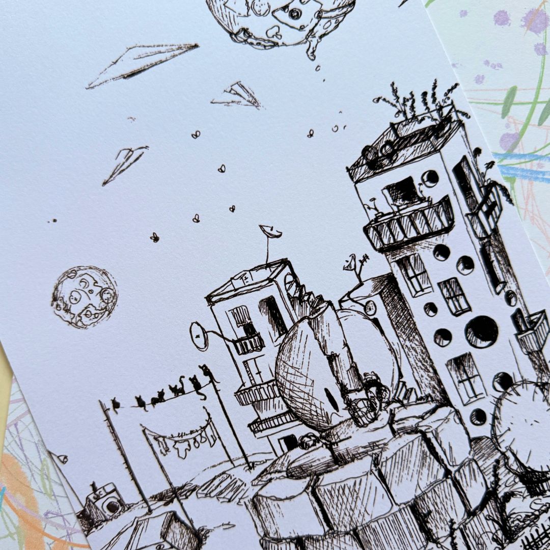 Kleinstadt Ausmalbild 2er Set