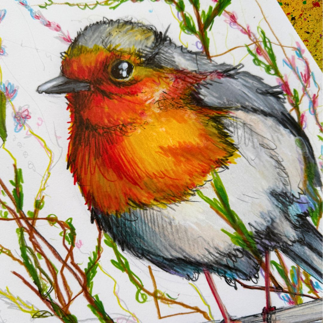 Kokelkehlchen Kunstdruck