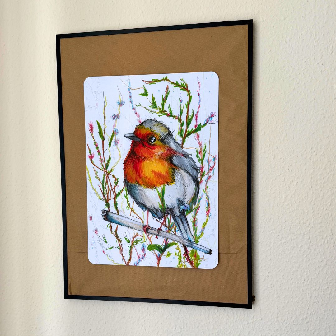 Kokelkehlchen Kunstdruck