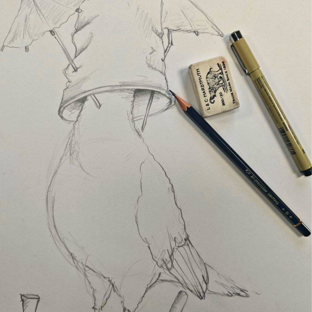 Volane Zeichenkurs Stadttaube zeichnen – online LIVEKURS