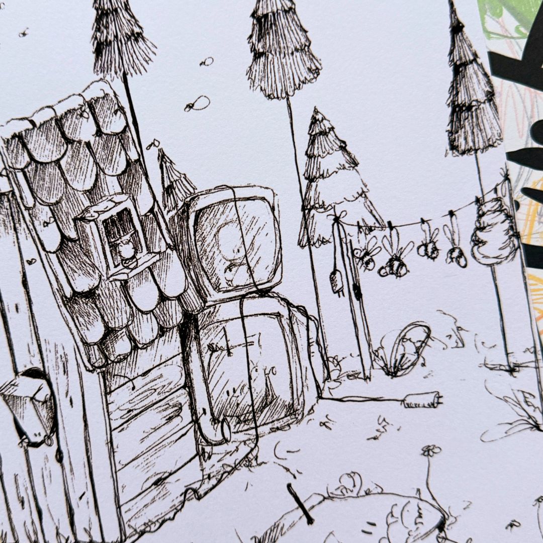 Waldhütte Ausmalbild 2er Set