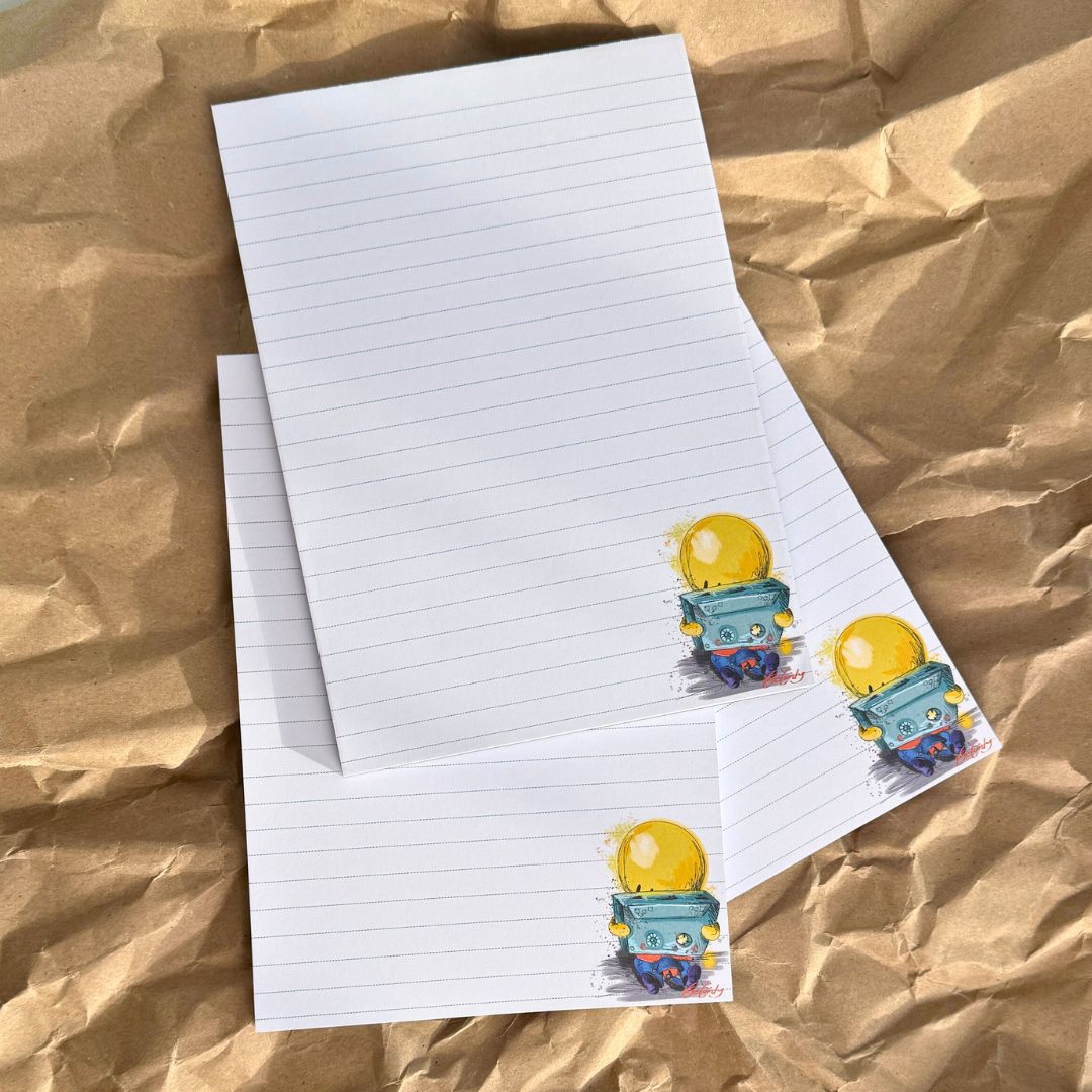 Bloc de notas con cabeza de casete DIN A5 Volane Ilustración | 100 hojas | papel de 120 g/m²