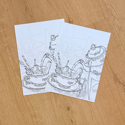 Kaffeekränzchen Ausmalbild 2er Set