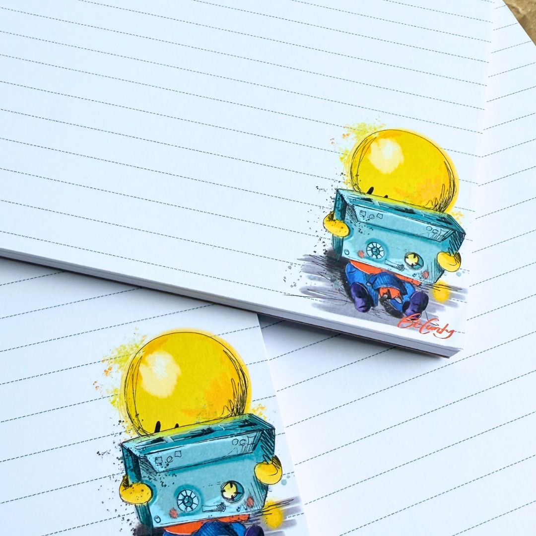 Bloc de notas con cabeza de casete DIN A5 Volane Ilustración | 100 hojas | papel de 120 g/m²