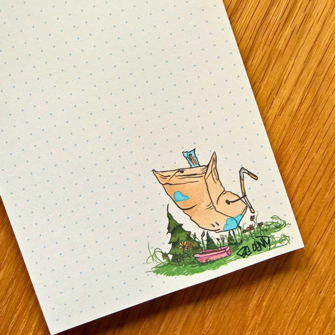 Bloc de notas con cabeza de casete DIN A5 Volane Ilustración | 100 hojas | papel de 120 g/m²