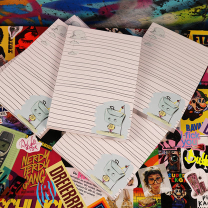 Kassettenkopf Notizblock DIN A5 Volane Illustration | 100 Blatt | 120 g/m² Papier - ButtwichKunst &amp; UnterhaltungBlockDIN A5Kassettenkopf