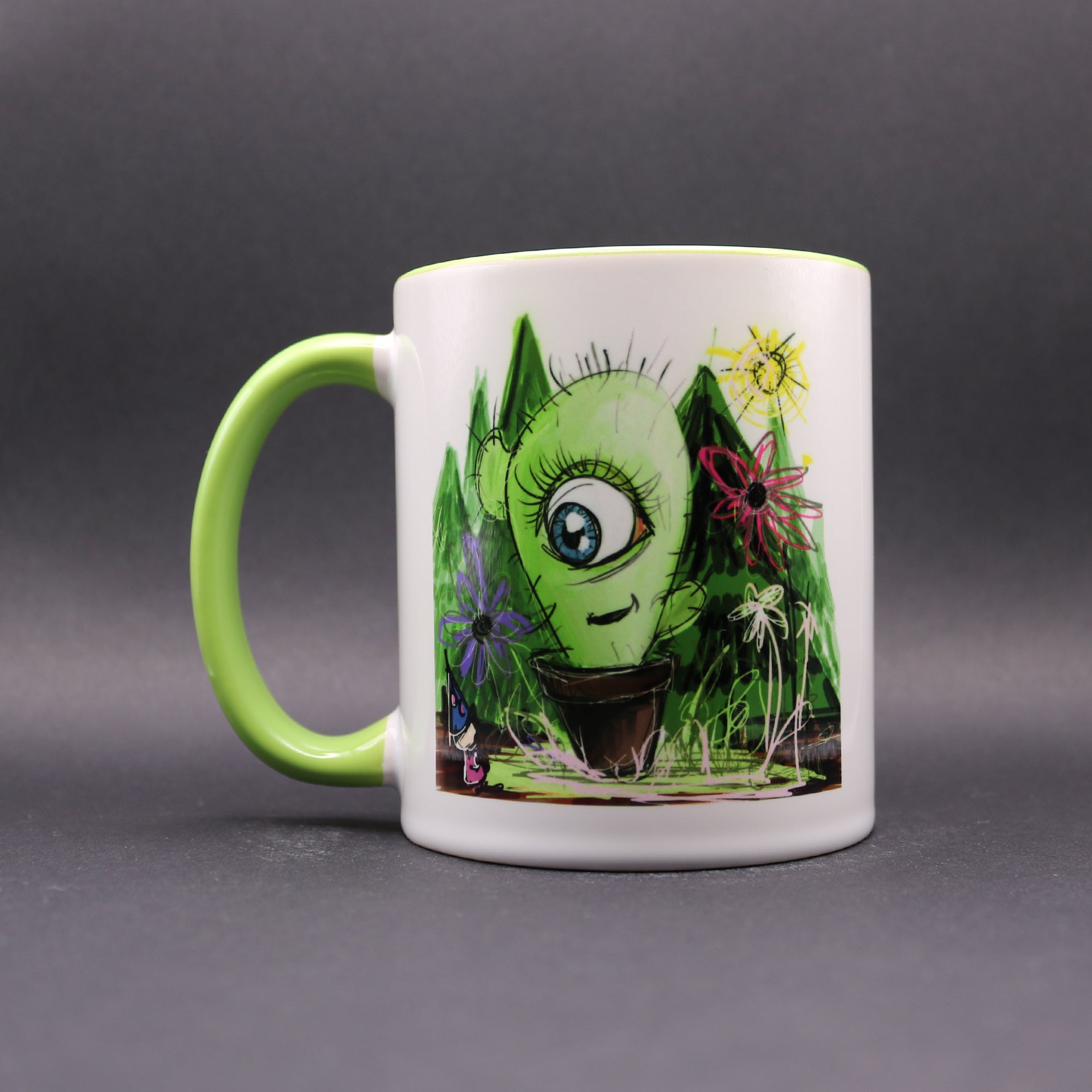 Volane Sammeltasse "Waldzwerg" limitiert zweifarbig Keramik 340ml Made by Buttwich - ButtwichTasseBecherIllustrationKaffeetasse